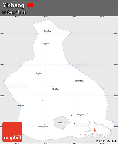 Silver Style Simple Map of Yichang, single color outside