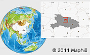 Physical Location Map of Yicheng, highlighted country, highlighted parent region