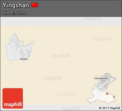 Classic Style 3D Map of Yingshan, single color outside