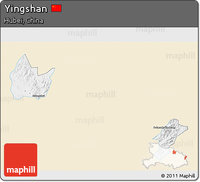 Classic Style 3D Map of Yingshan, single color outside