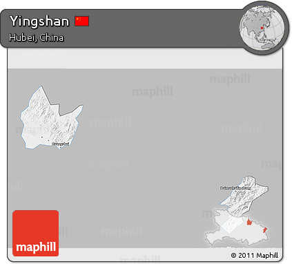 Gray 3D Map of Yingshan, single color outside