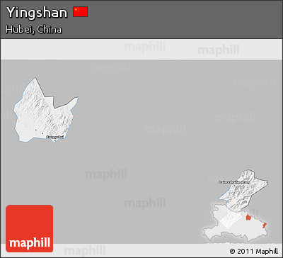 Gray 3D Map of Yingshan, single color outside