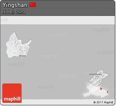 Gray 3D Map of Yingshan, single color outside
