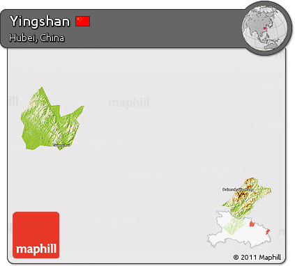 Physical 3D Map of Yingshan, cropped outside