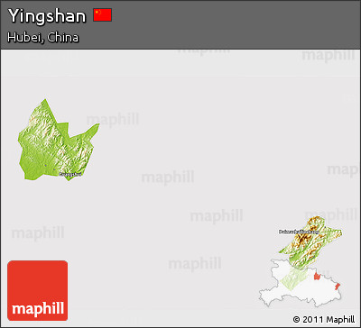 Physical 3D Map of Yingshan, cropped outside