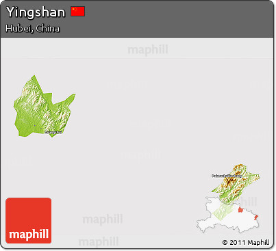 Physical 3D Map of Yingshan, cropped outside