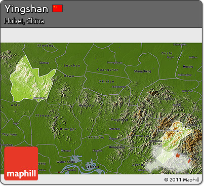 Physical 3D Map of Yingshan, darken