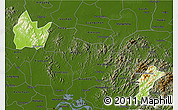 Physical 3D Map of Yingshan, darken