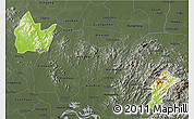 Physical 3D Map of Yingshan, darken, semi-desaturated