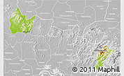 Physical 3D Map of Yingshan, lighten, desaturated