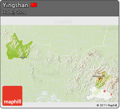 Physical 3D Map of Yingshan, lighten