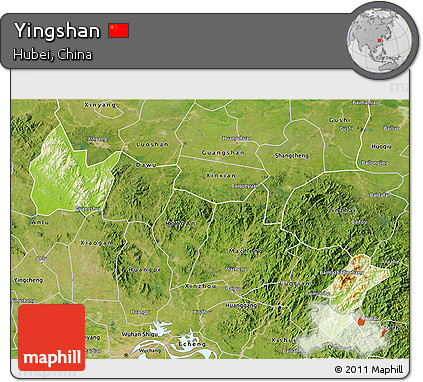 Physical 3D Map of Yingshan, satellite outside