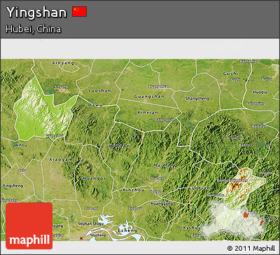 Physical 3D Map of Yingshan, satellite outside