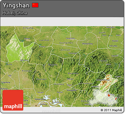 Physical 3D Map of Yingshan, satellite outside