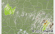 Physical 3D Map of Yingshan, semi-desaturated