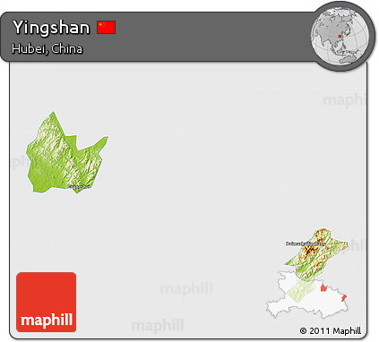Physical 3D Map of Yingshan, single color outside