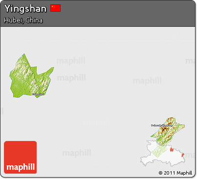 Physical 3D Map of Yingshan, single color outside