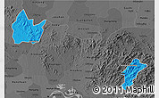 Political 3D Map of Yingshan, darken, desaturated