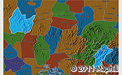 Political 3D Map of Yingshan, darken