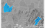 Political 3D Map of Yingshan, desaturated