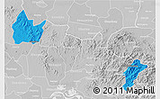 Political 3D Map of Yingshan, lighten, desaturated
