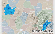 Political 3D Map of Yingshan, lighten, semi-desaturated