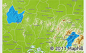 Political 3D Map of Yingshan, physical outside
