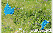 Political 3D Map of Yingshan, satellite outside