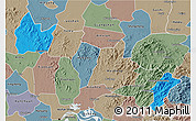 Political 3D Map of Yingshan, semi-desaturated