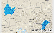 Political 3D Map of Yingshan, shaded relief outside