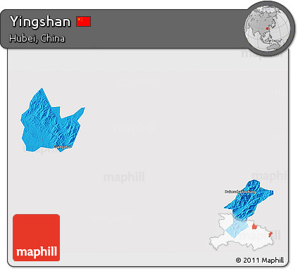 Political 3D Map of Yingshan, single color outside