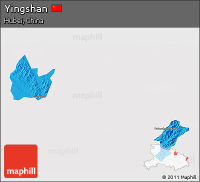 Political 3D Map of Yingshan, single color outside
