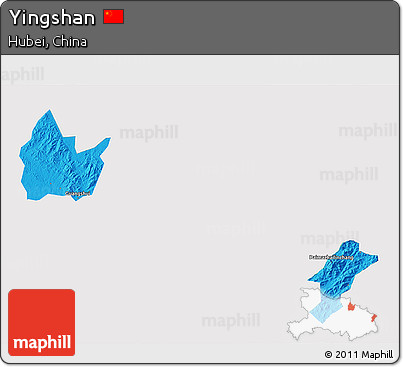 Political 3D Map of Yingshan, single color outside
