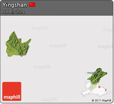 Satellite 3D Map of Yingshan, cropped outside
