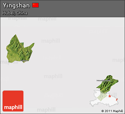 Satellite 3D Map of Yingshan, cropped outside