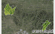 Satellite 3D Map of Yingshan, darken, semi-desaturated