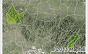 Satellite 3D Map of Yingshan, semi-desaturated