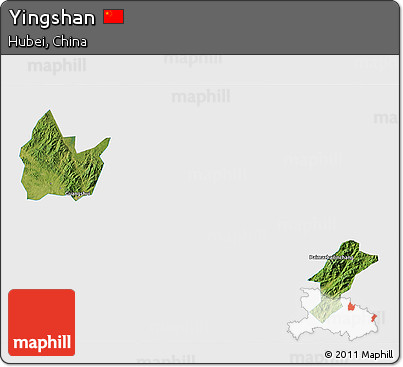 Satellite 3D Map of Yingshan, single color outside