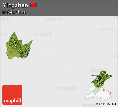 Satellite 3D Map of Yingshan, single color outside