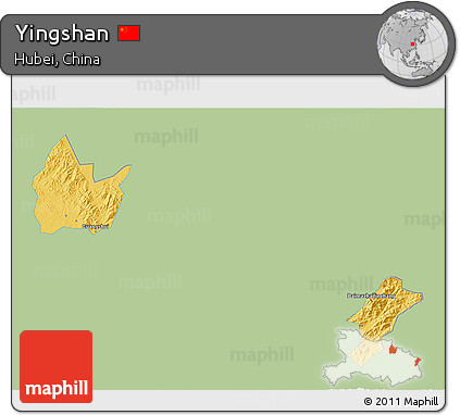 Savanna Style 3D Map of Yingshan, single color outside