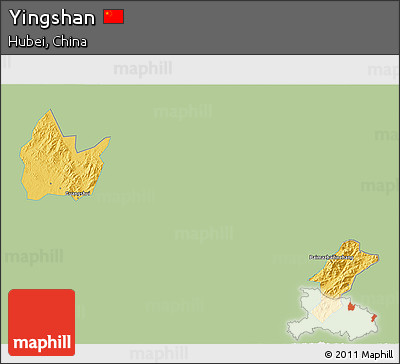 Savanna Style 3D Map of Yingshan, single color outside
