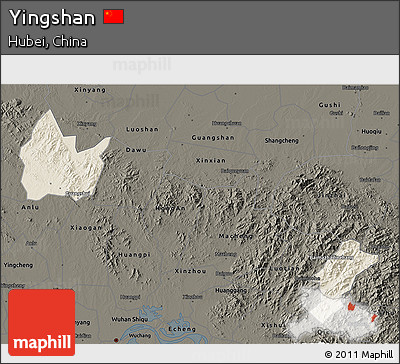 Shaded Relief 3D Map of Yingshan, darken