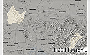 Shaded Relief 3D Map of Yingshan, darken, semi-desaturated