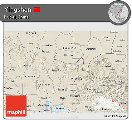 Shaded Relief 3D Map of Yingshan