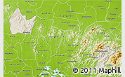 Shaded Relief 3D Map of Yingshan, physical outside