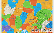Shaded Relief 3D Map of Yingshan, political outside