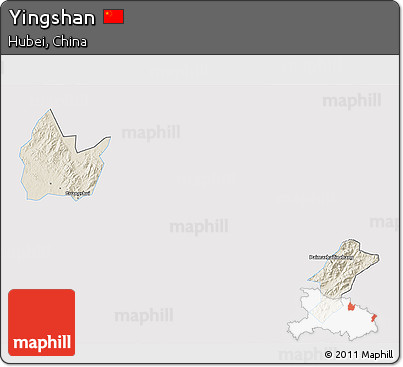 Shaded Relief 3D Map of Yingshan, single color outside