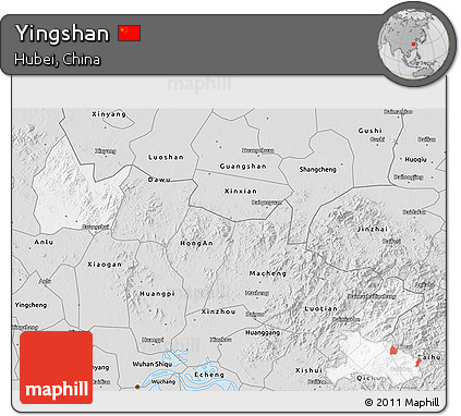 Silver Style 3D Map of Yingshan