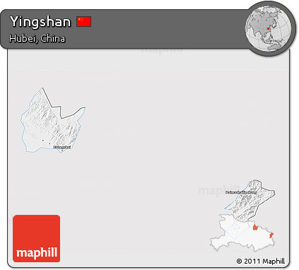 Silver Style 3D Map of Yingshan, single color outside