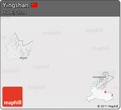 Silver Style 3D Map of Yingshan, single color outside